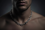 Sterling Silver Woven Link Men's Necklace on Model
