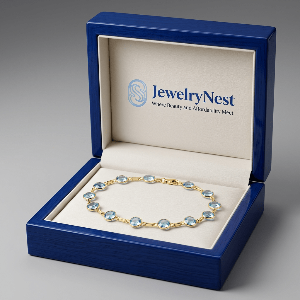 14k Yellow Swiss Blue Topaz Stationary Bracelet (16.25.cts.tw) - JewelryNest LLC