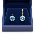 Swiss Blue Topaz Hoop Earrings in Royal Blue Box