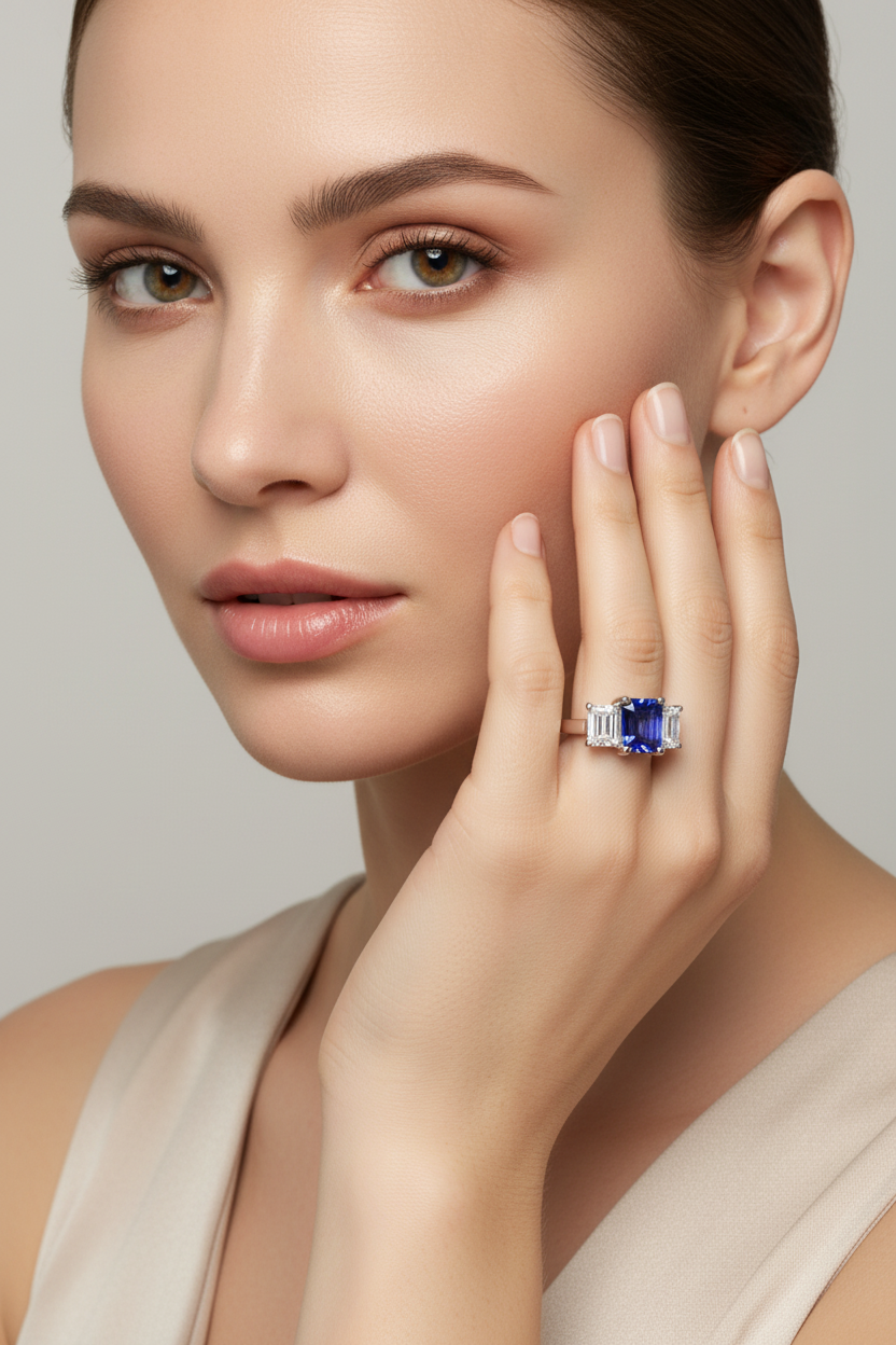 Tanzanite Diamond Ring on Full Face Model