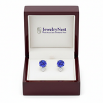 Tanzanite Diamond Stud Earrings in Box with Logo