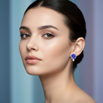 Tanzanite Diamond Stud Earrings on Face