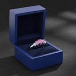 Three Oval Pink Sapphire Ring in Gift Box