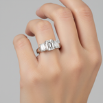 Three Stone Emerald Cut Ring - Side by Side on Hand