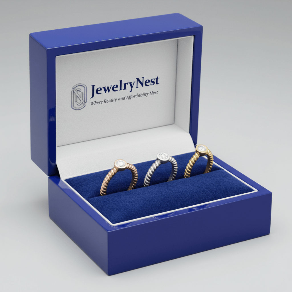 14k Solid Gold Trio Diamond Stackable Ring Set (0.30.ct.tw) - JewelryNest LLC