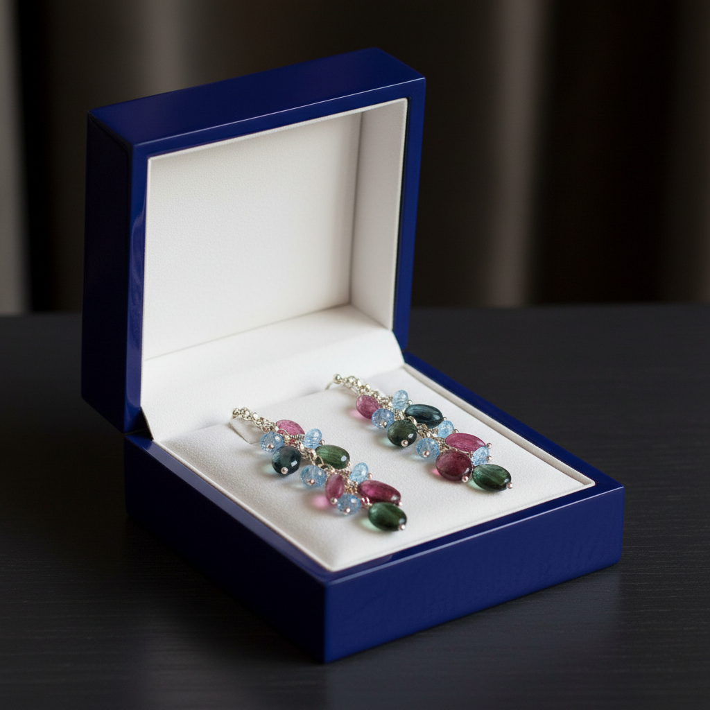 Tourmaline Blue-Topaz Earrings - Jewelry Box