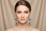 Tourmaline Blue Topaz Earrings on Model
