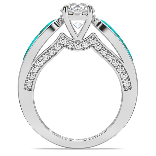 14K Lab-Grown Turquoise  Diamond Engagement Ring (1.34.cts.tw)