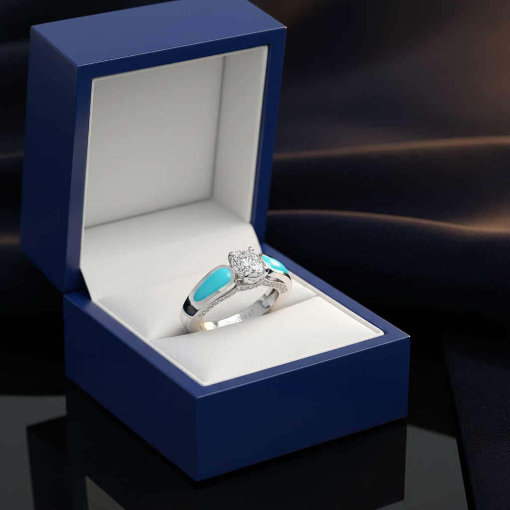 Turquoise Diamond Ring - Jewelry Box