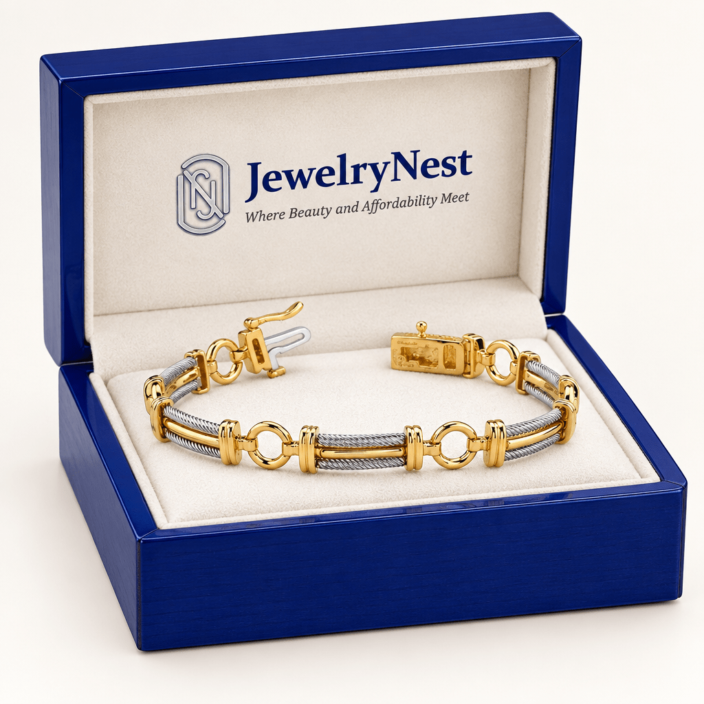 14K Round Circle Two Tone Bracelet (22.02 gr.tw) - JewelryNest LLC