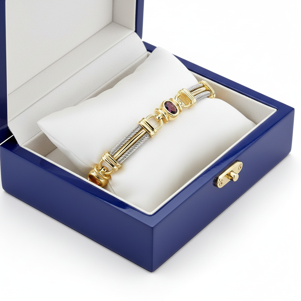 Two-Tone Gemstone Bracelet in box