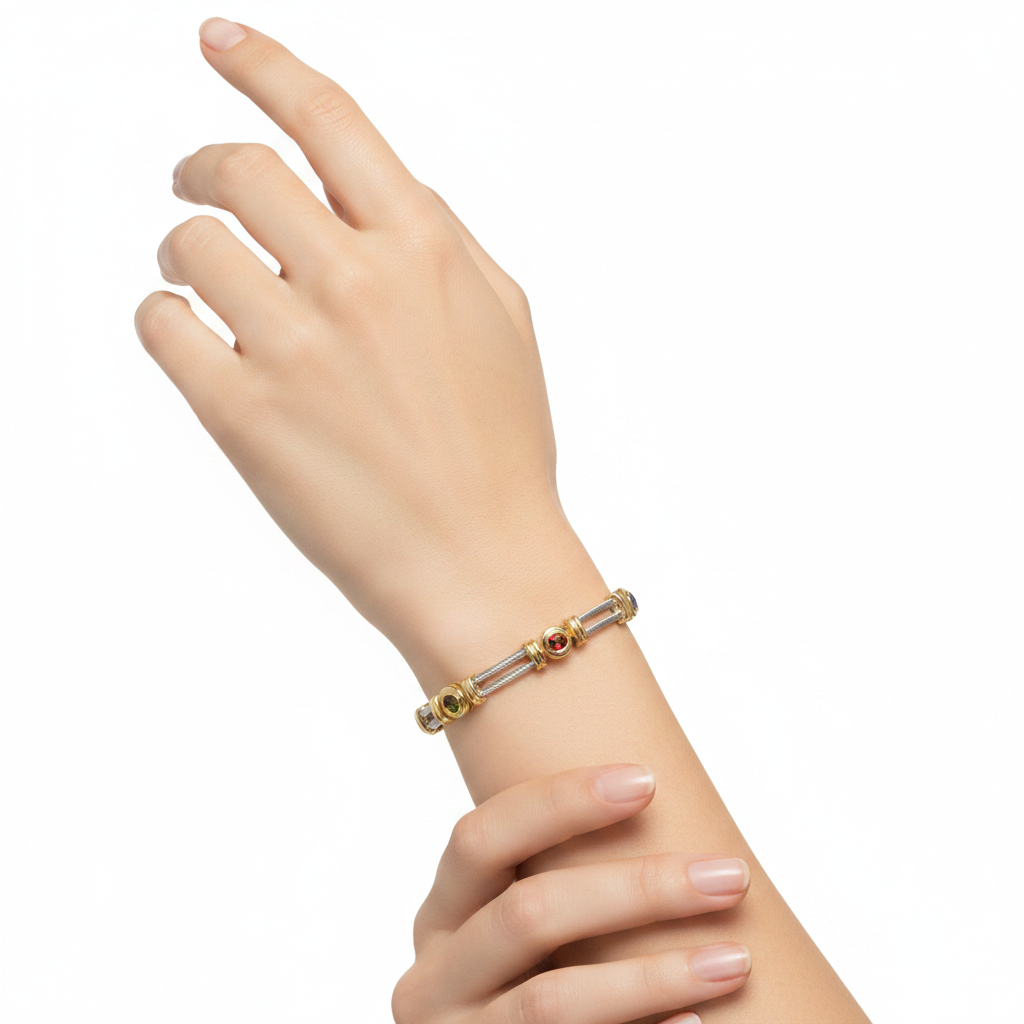 Two-Tone Gemstone Bracelet on model