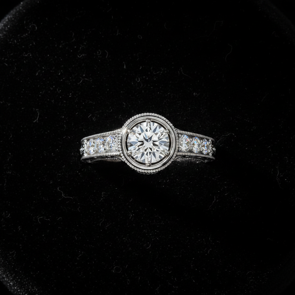 Vintage Diamond Ring - Flat Lay