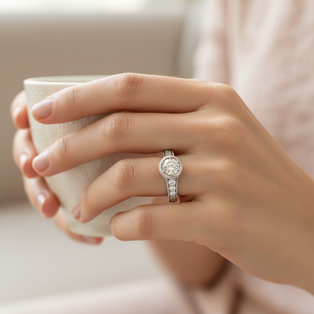 Vintage Diamond Ring - On Model