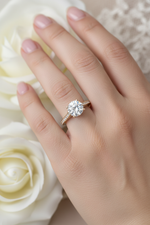 Vintage Lab Diamond Ring on Model