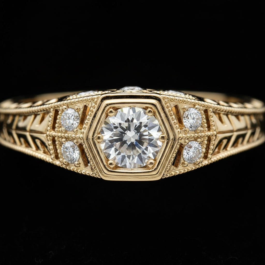 Vintage Round-Cut Ring - Close Up