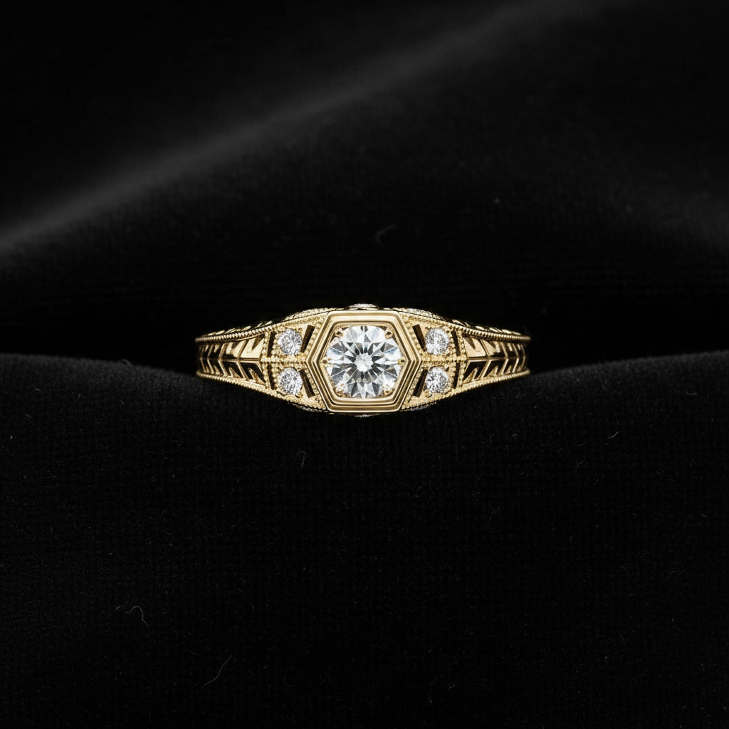Vintage Round-Cut Ring - Flat Lay