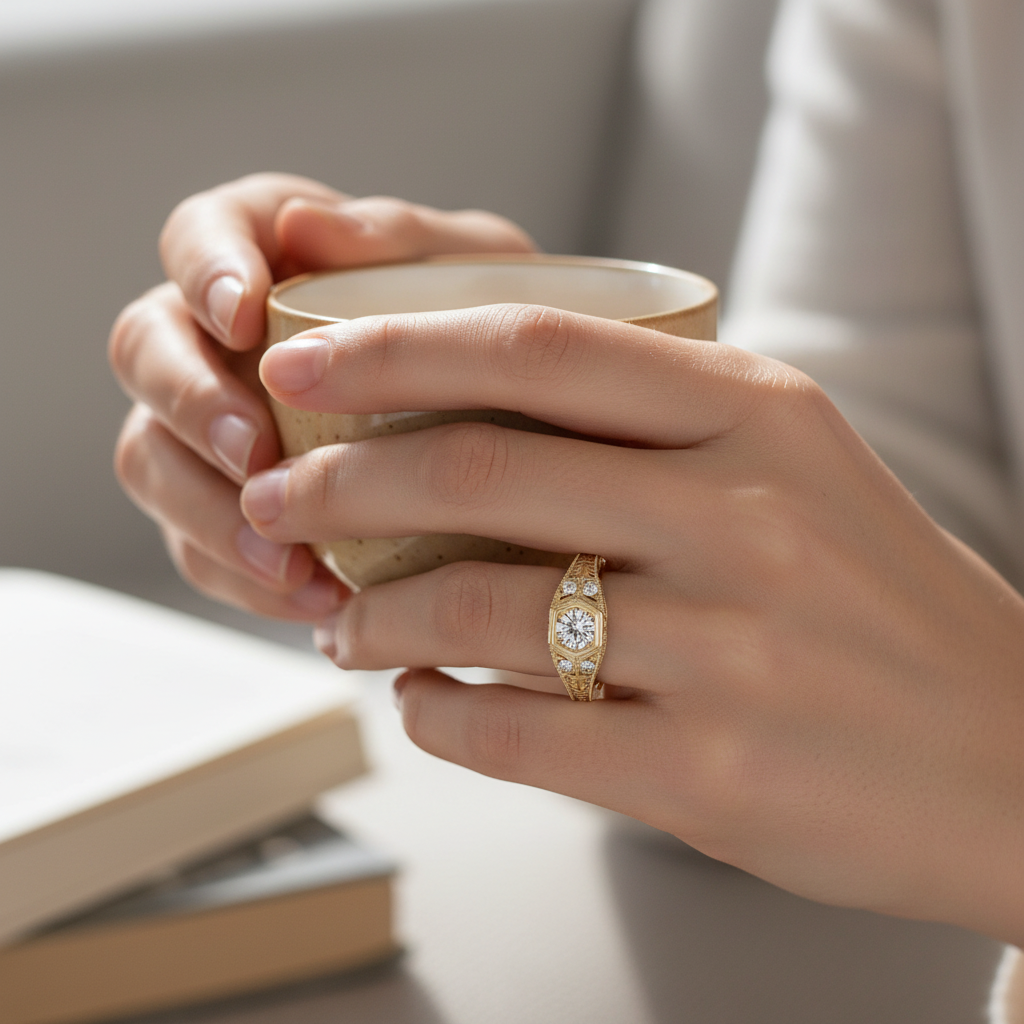 Vintage Round-Cut Ring - On Model