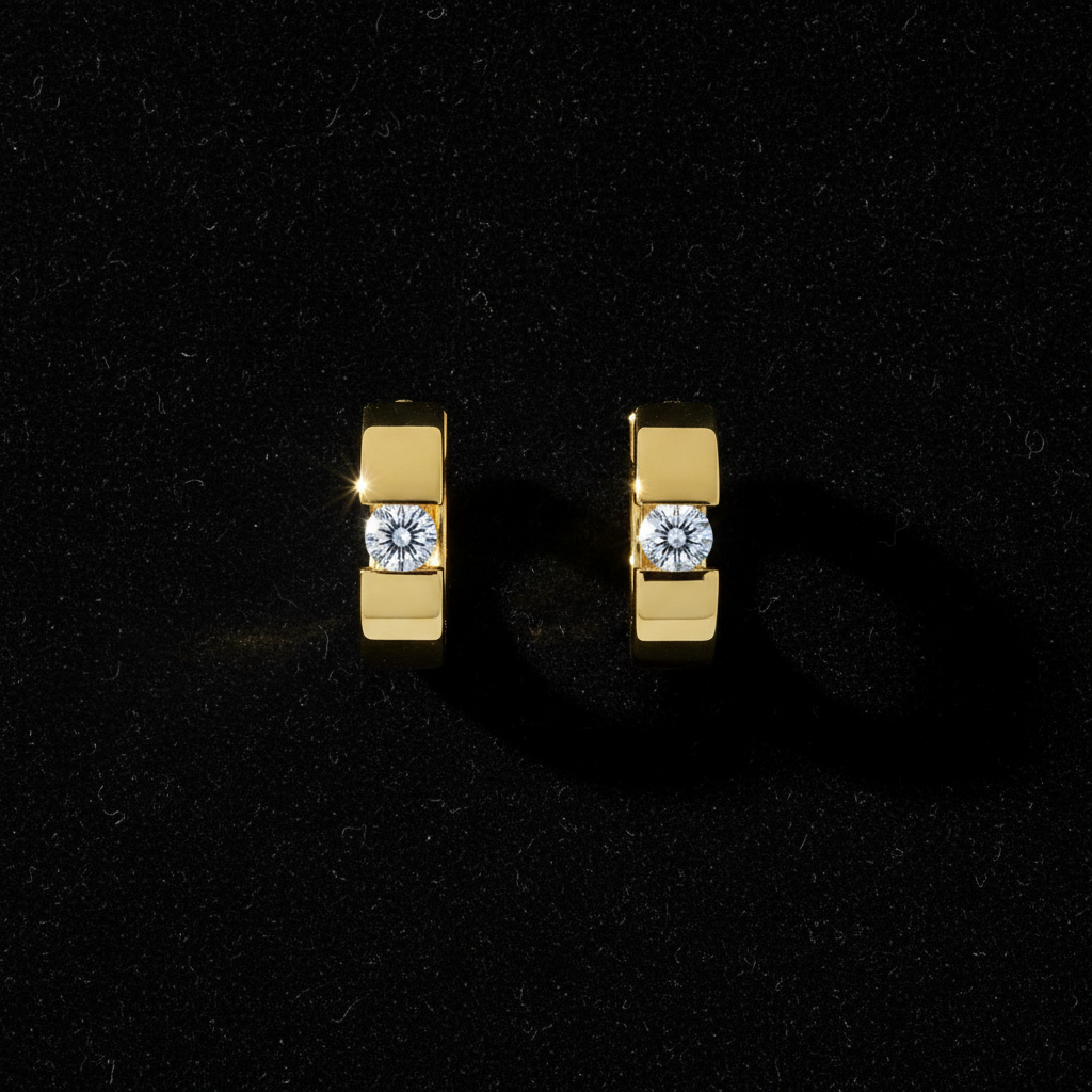 White Diamond Huggie - Flat Lay