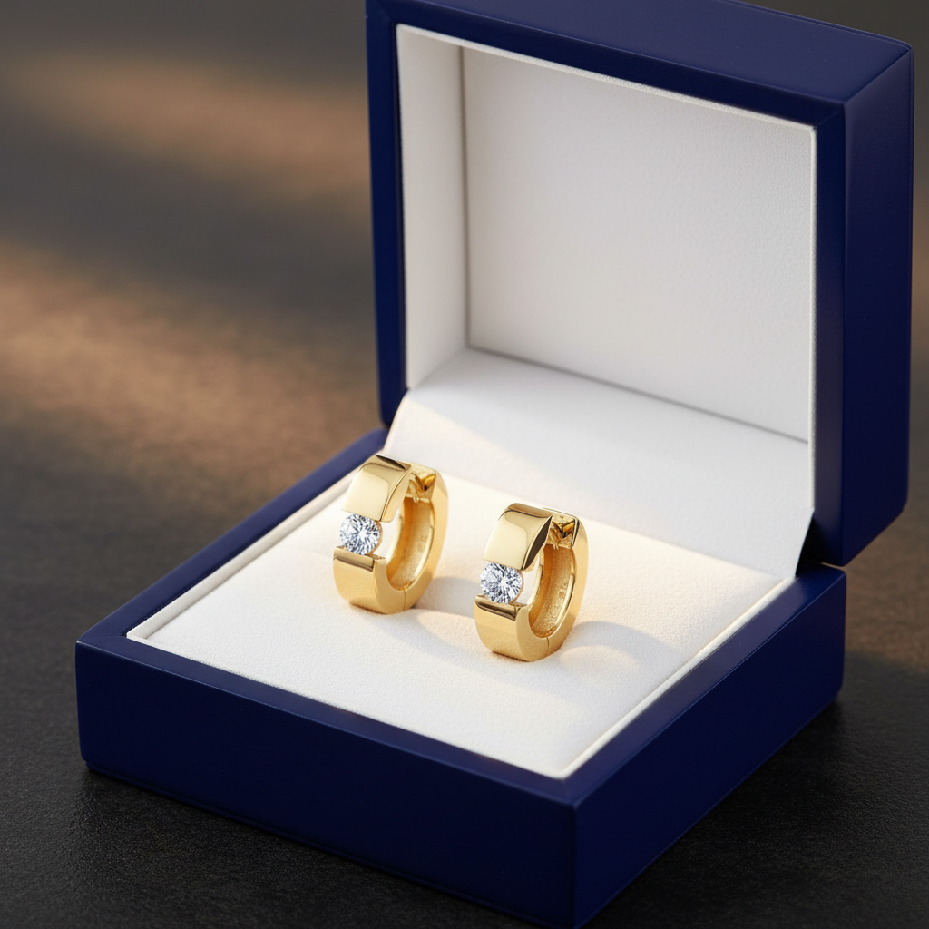 White Diamond Huggie - Jewelry Box