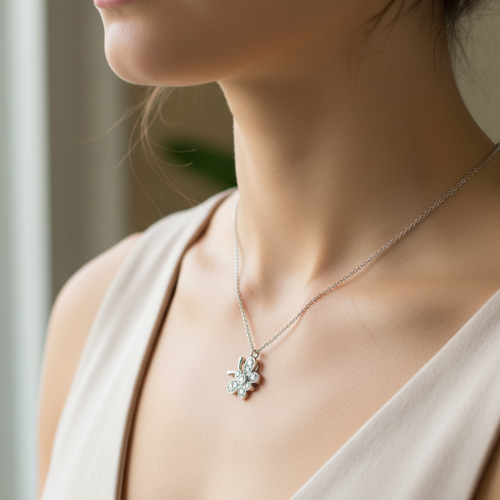 White Gold Butterfly - Worn