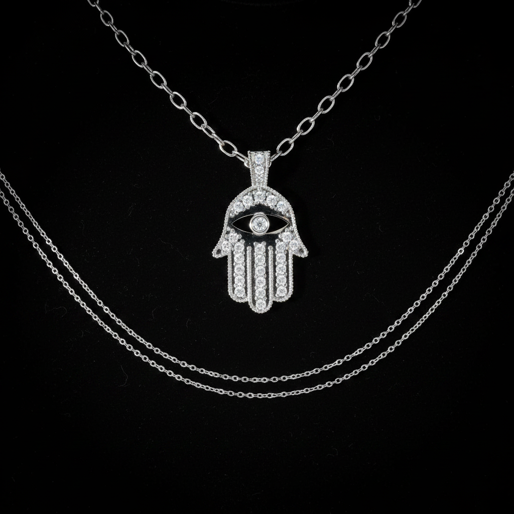White Gold Hamsa - Flat Lay
