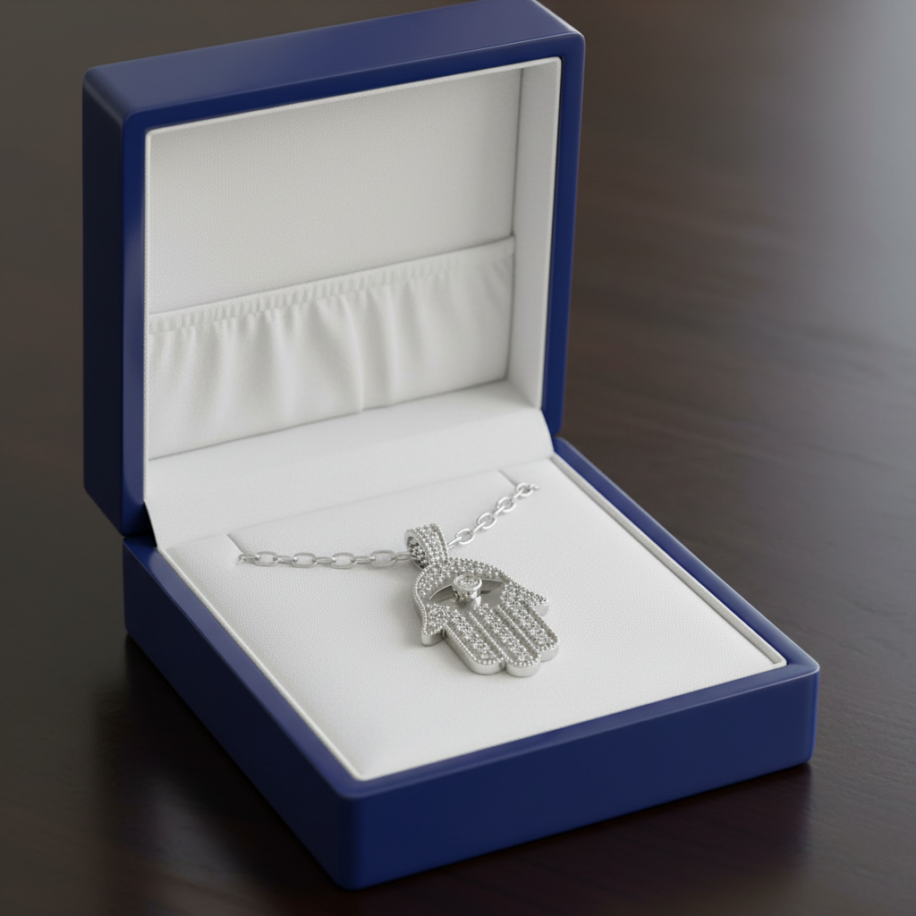White Gold Hamsa - Jewelry Box