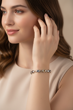 White Gold Rounded-Edge Bracelet on Model