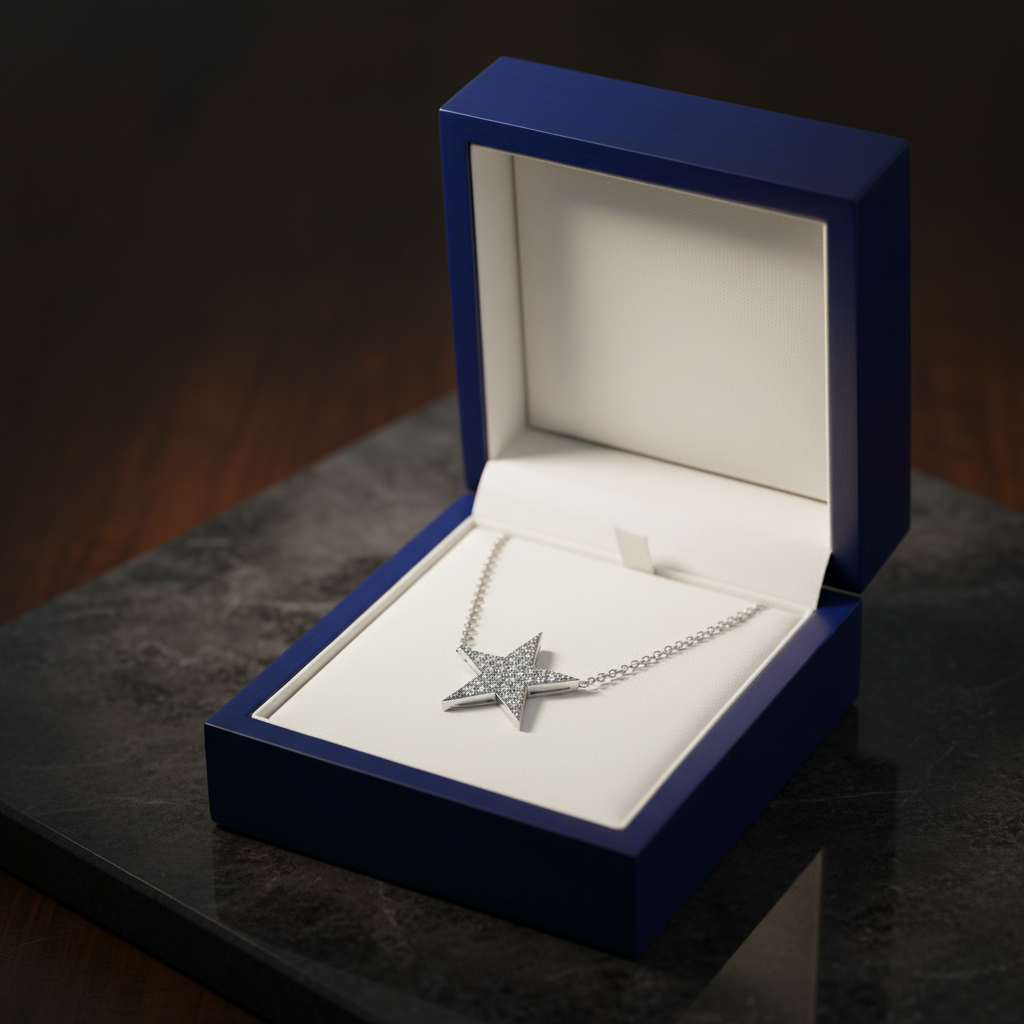 White Gold Star Necklace - Jewelry Box