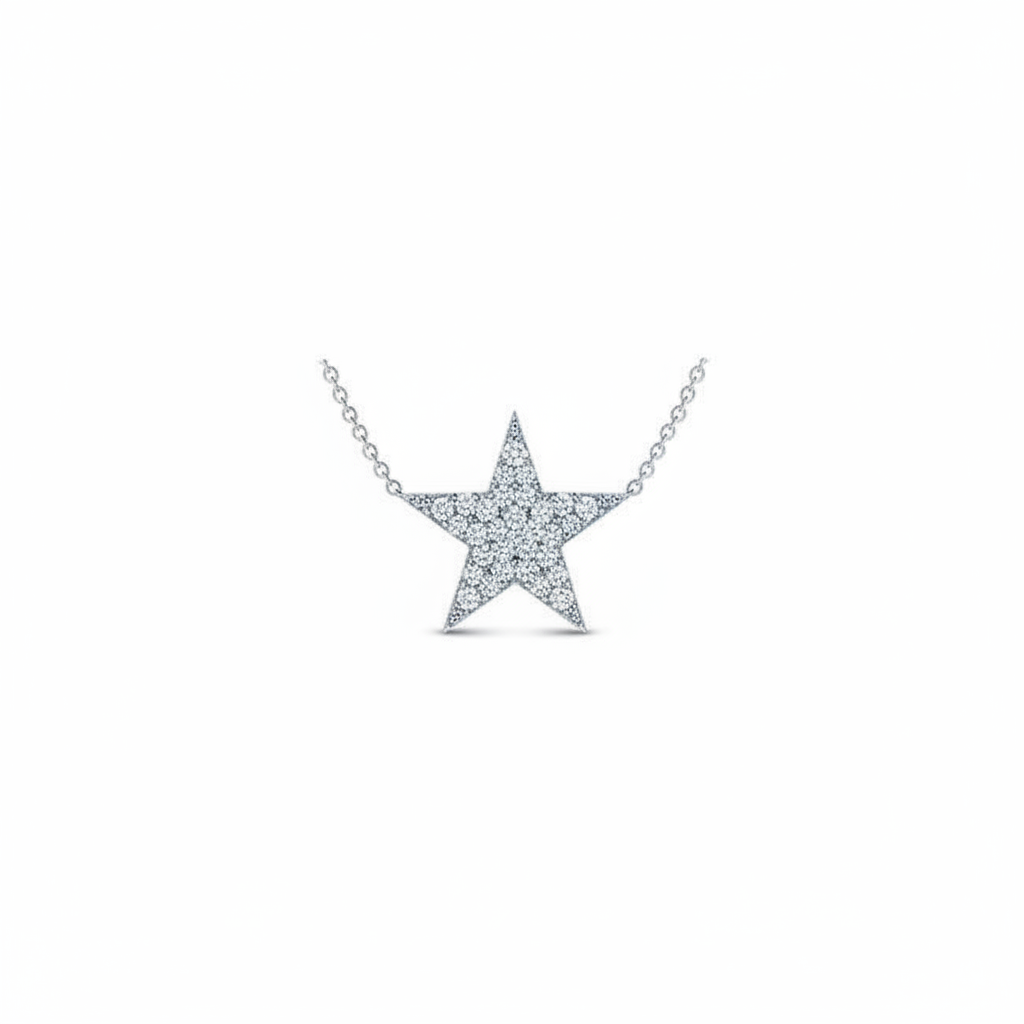 White Gold Star Necklace - White BG