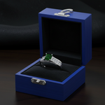 14k white gold square tsavorite diamond fashion ring with 1.34 carats total weight in a gift box