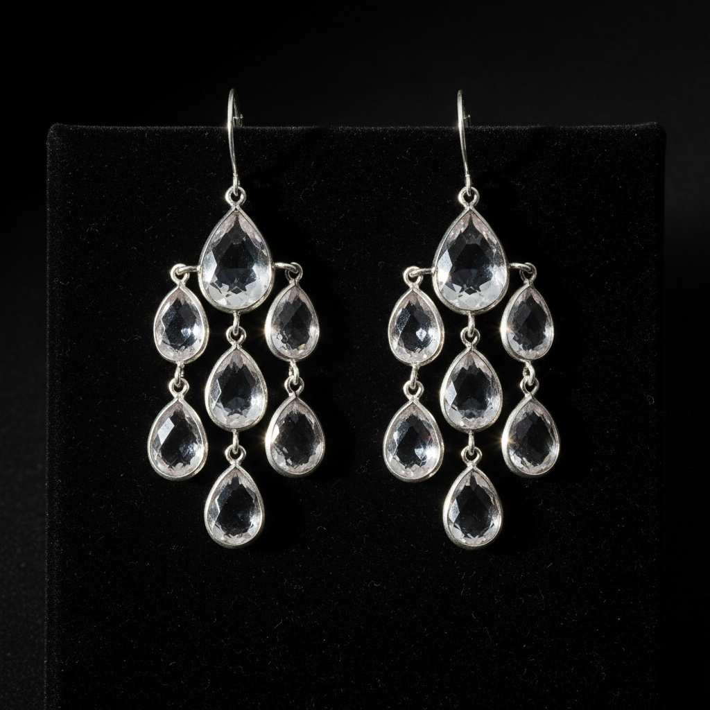 White Quartz Earrings - Flat Lay