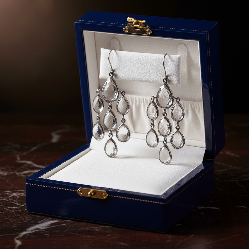 White Quartz Earrings - Jewelry Box