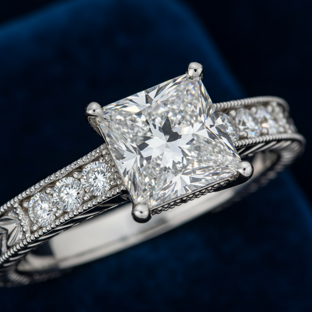 White Round-Princess Ring - Close Up