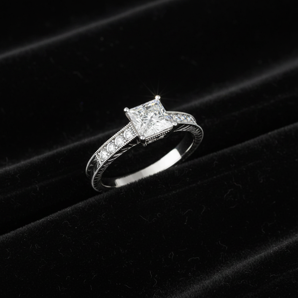 White Round-Princess Ring - Flat Lay