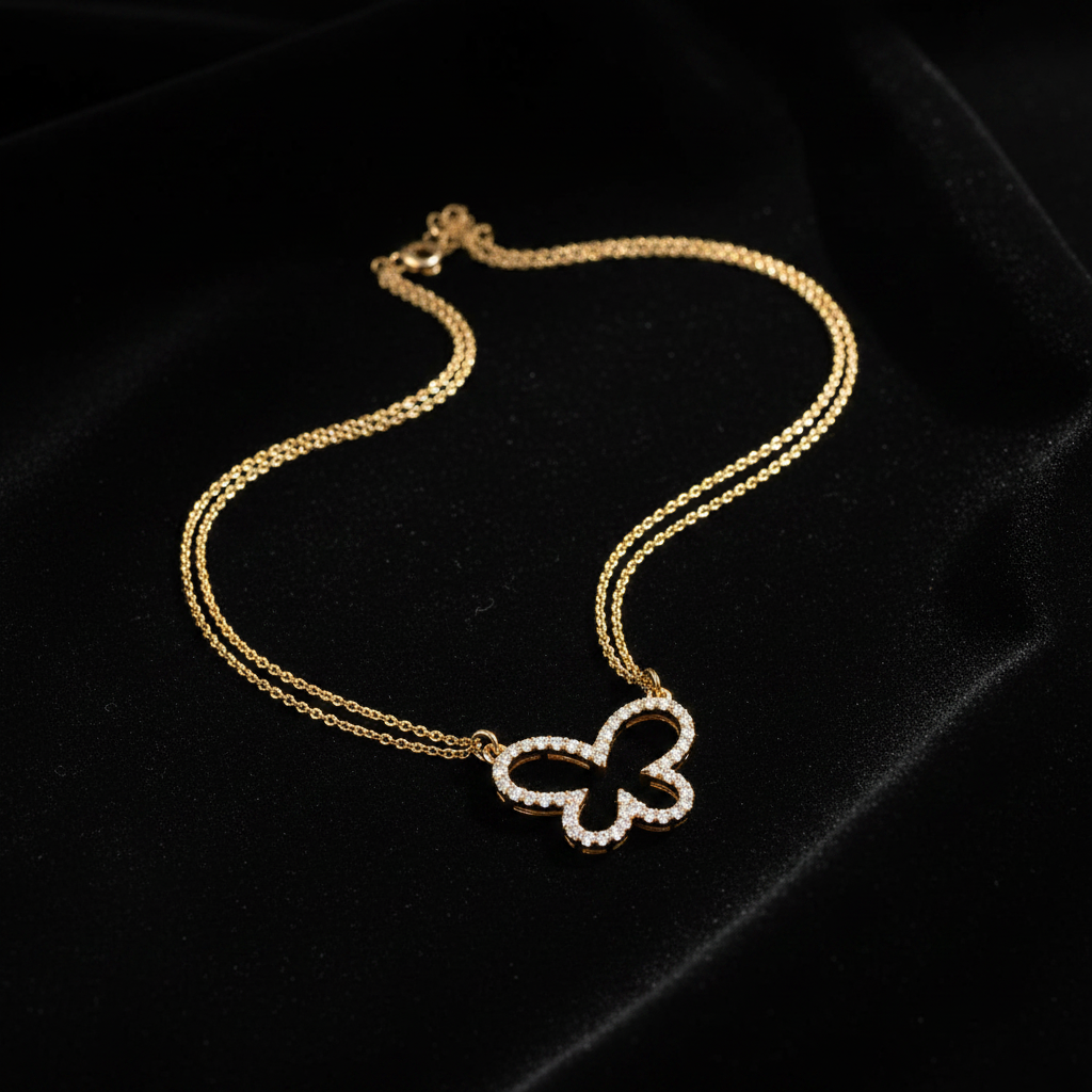 Yellow Gold Butterfly - Flat Lay