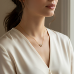 Yellow Gold Diamond Butterfly Necklace on Model