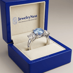 14k White Gold 3 Stone Blue Diamond Ring (1.35 cts tw) - JewelryNest LLC