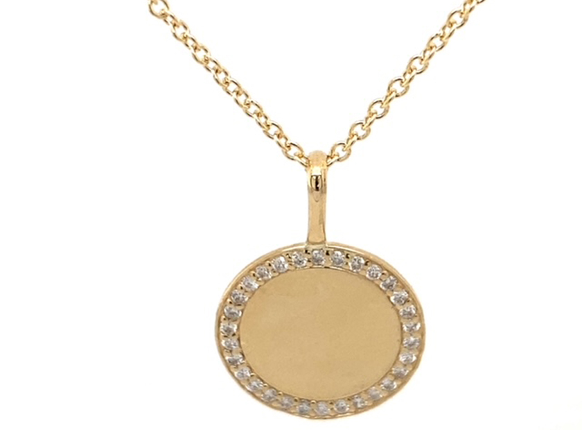 Diamond Disc Necklace With Engraved Option