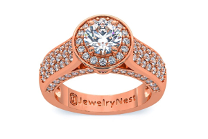 14k Rose Gold Diamond Arch Solitaire Engagement Ring (2.14 cts.tw)