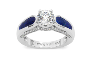 14K Lab-Grown Diamond Lapis Engagement Ring (1.34.cts.tw)