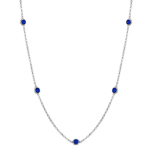 14K Round Sapphire By the Yard Necklace (1.45.cts.tw)