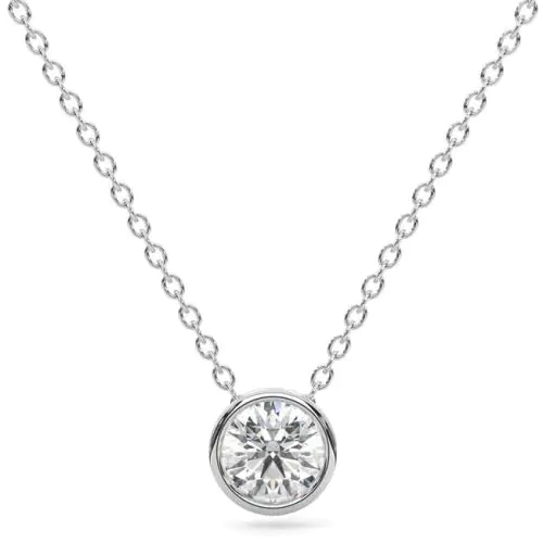 14k Solid Gold Round Diamond Solitaire Necklace (0.50.ct.tw)