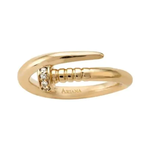 14k Yellow Diamonds Solid Gold Nail Ring (0.05 ct.tw)