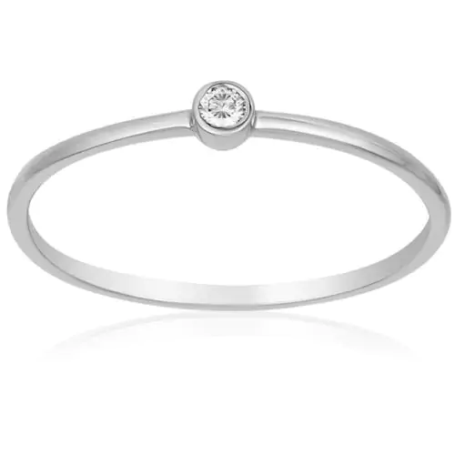 14k White Gold Single Solitaire Diamond Stackable Ring (0.03 ct.tw)