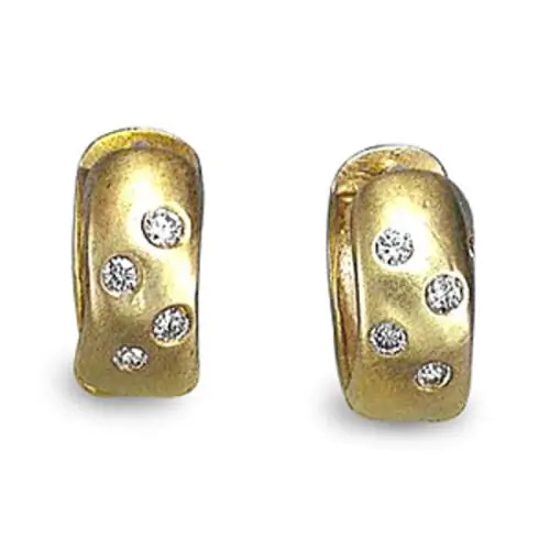 14k Solid Gold Round Diamond Huggie Earrings (0.16.ct.tw)