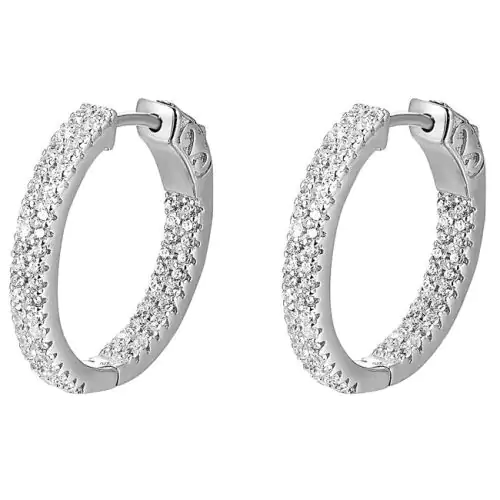 14k Gold Round Diamond In And Out Huggie Earrings (1.32.cts.tw)
