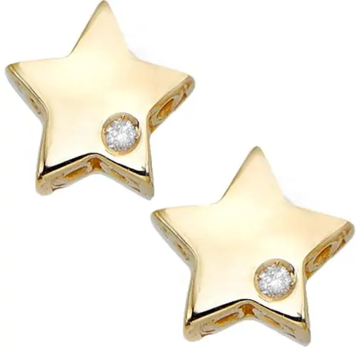 14k Solid Gold Star Diamond Diamond Earring (0.04.ct.tw)