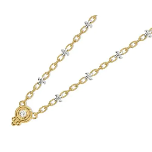 14k Solid Gold Grape Bezel Diamond Necklace (0.15.ct.tw)