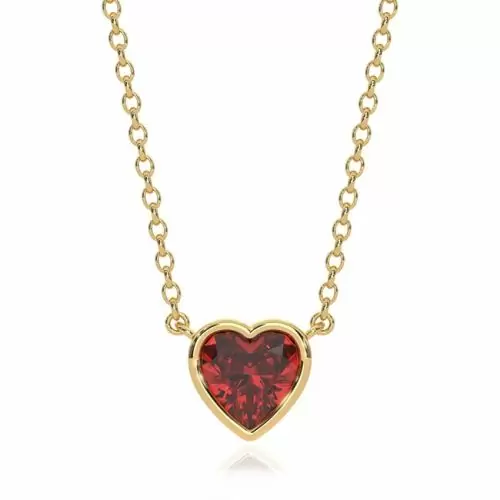 14k Gold Heart-Shape Garnet Solitaire Bezel Necklace (1.0.ct.tw)